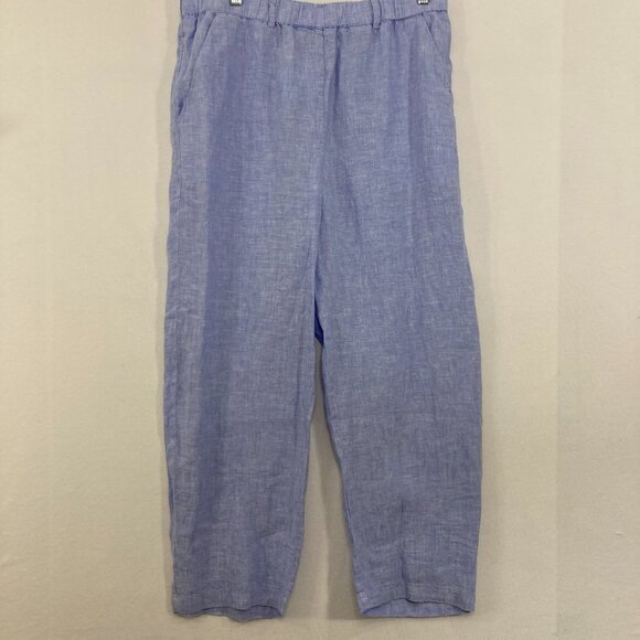 Quince Large Light Blue Pure Linen Straight Leg Pull-on Pants Summer Coastal - Picture 1 of 12